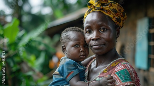 A single mother tirelessly working multiple jobs to support her children, overcoming every obstacle with love and determination. photo