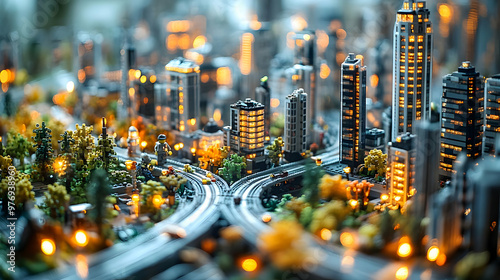 A miniature city model with...