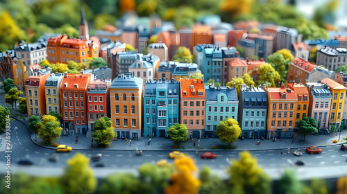 A miniature city model with...