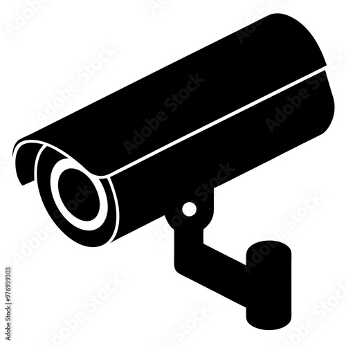 Silhouette of a security camera isolated on a white background. Security camera vector illustration.