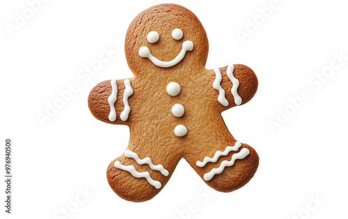 Gingerbread man on transparent background, png	 photo