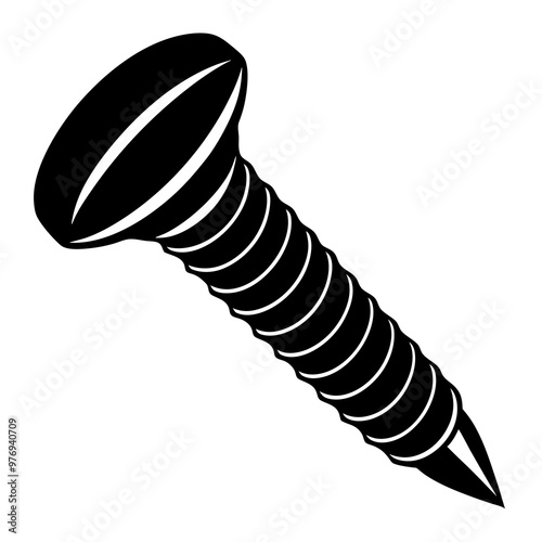 Silhouette of the screw tools and Screw vector illustrations.  Screw tool vector clipart.