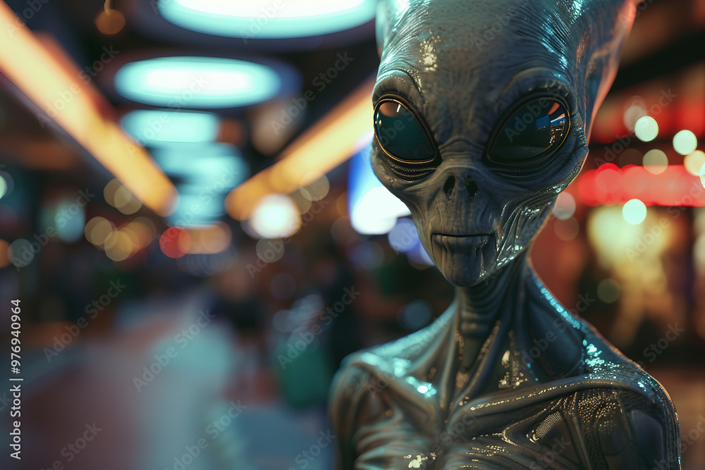 UFO space visitor alien on Earth living human life with everyday routine staff, Generative AI UFO space visitor alien on Earth living human life with everyday routine staff, Generative AI