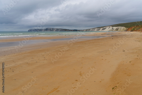 Wide sweeping sands of Compton Bay on the Isle of Wight.