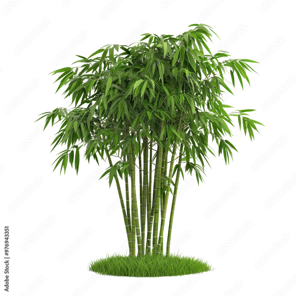 Lush bamboo plant with green leaves isolated on white background Lush bamboo plant with green leaves isolated on white background