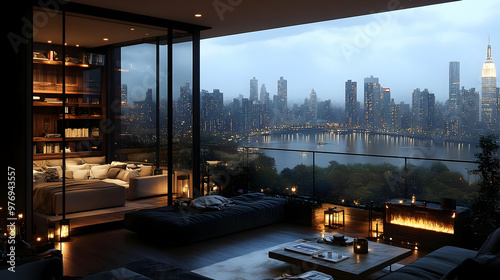 A modern balcony with a stu...