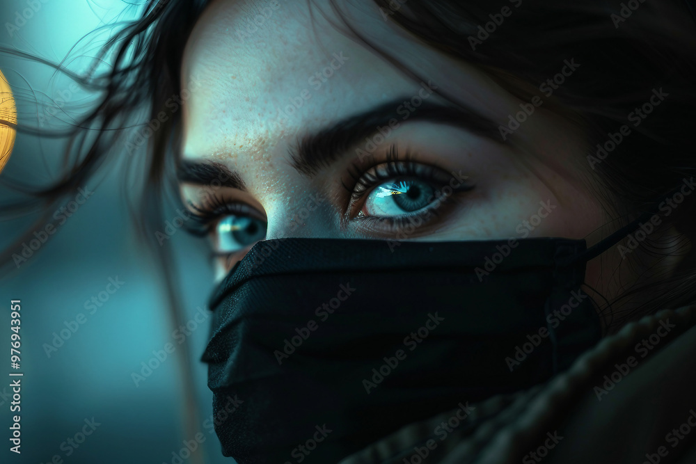 Covid global sefety campaign, Generative AI photo of people in protective facial mask quarantine pandemia Covid global sefety campaign, Generative AI photo of people in protective facial mask quarantine pandemia