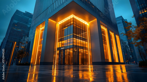 A modern office building wi...