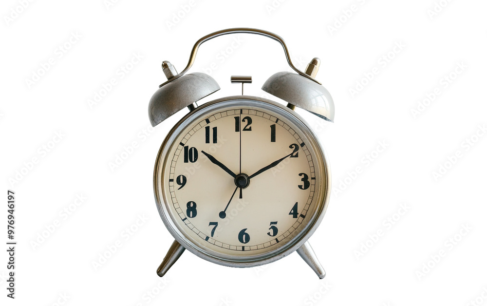 Funny retro alarm clock on transparent background, png Funny retro alarm clock on transparent background, png