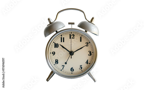 Funny retro alarm clock  on transparent background, png	 photo