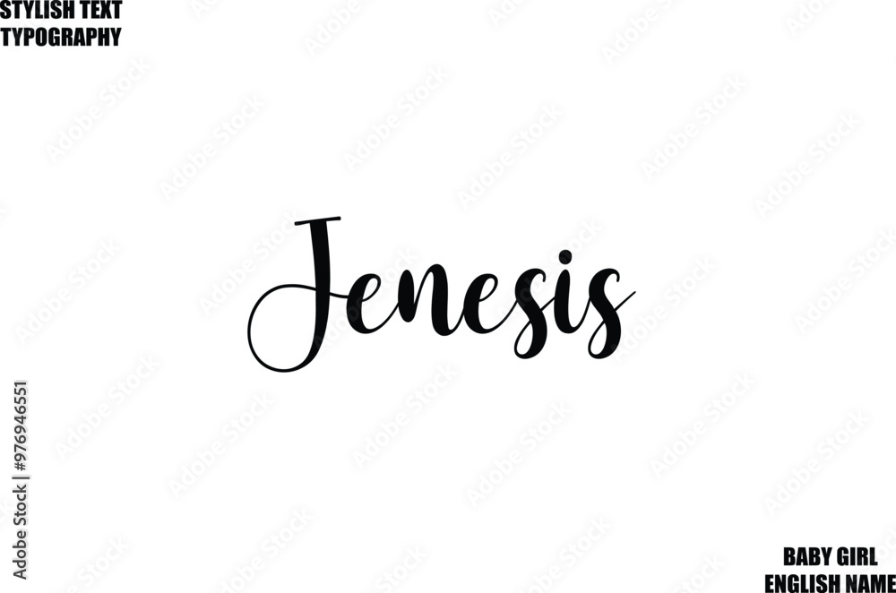 Fototapeta premium Female Name - in Stylish Cursive Typography Text Jenesis