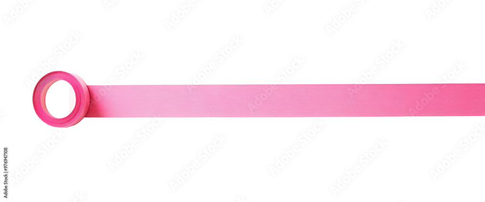 A pink ribbon unfurling and rolled into a circle against a black background. A pink ribbon unfurling and rolled into a circle against a black background.