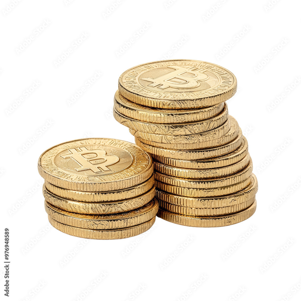 Stack of Bitcoin coins representing cryptocurrency and digital currency Stack of Bitcoin coins representing cryptocurrency and digital currency