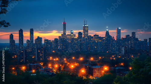 A panoramic view of a city ...