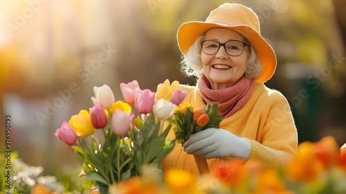 Smiling Elderly Woman Tendi...