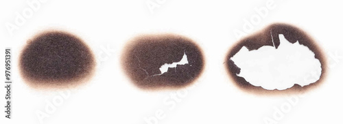 Burnt paper holes realistic vector illustration