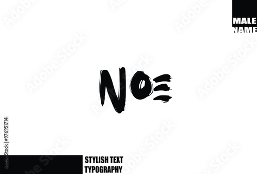 Noe Bold Grunge And Rough Brush Text Typography Of Baby Boy Name