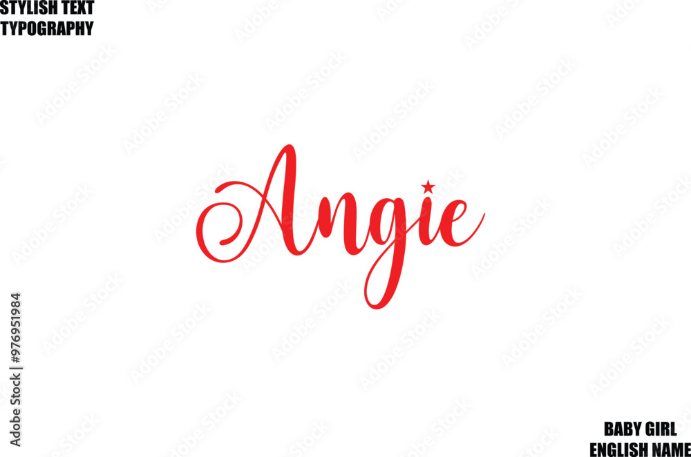 Baby Girl Name Stylish Cursive Text Typography Angie Baby Girl Name Stylish Cursive Text Typography Angie