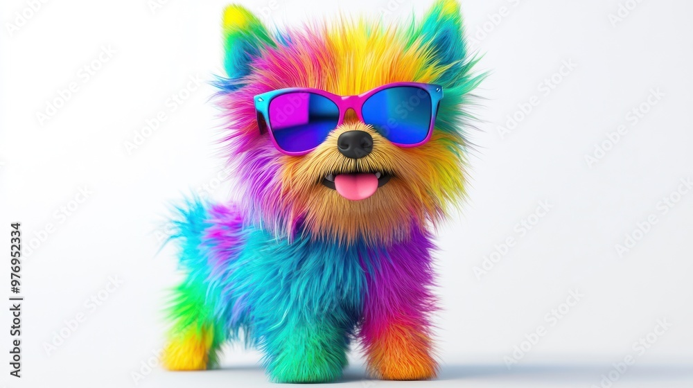 Fototapeta premium Colorful Dog With Sunglasses
