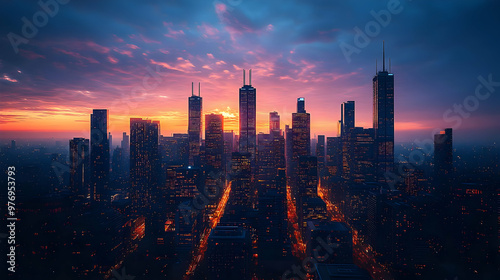 A panoramic view of a city ...