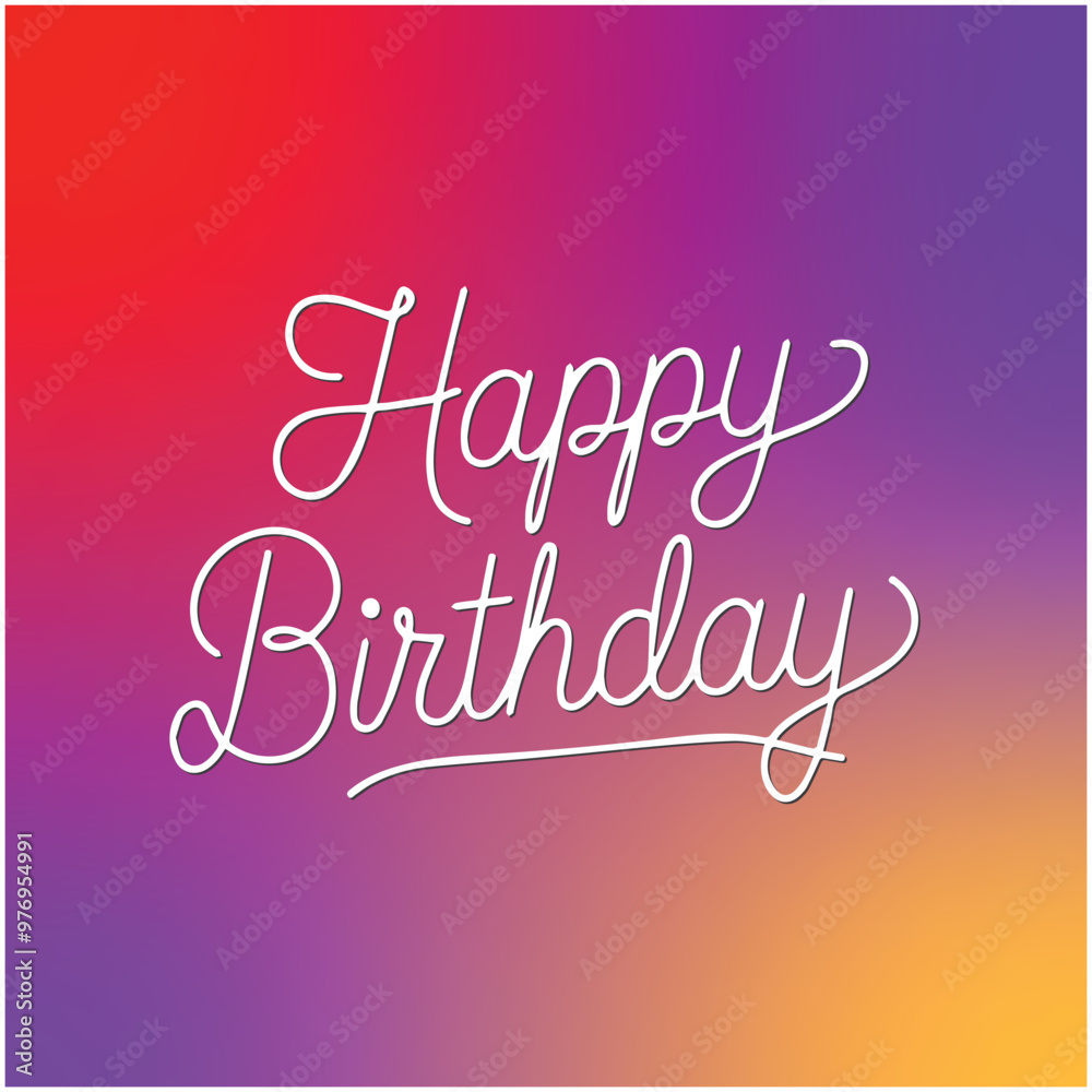 Fototapeta premium Calligraphy happy birthday ornate lettering template vector illustration