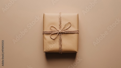 Elegant Minimal Gift Wrapped in Craft Paper