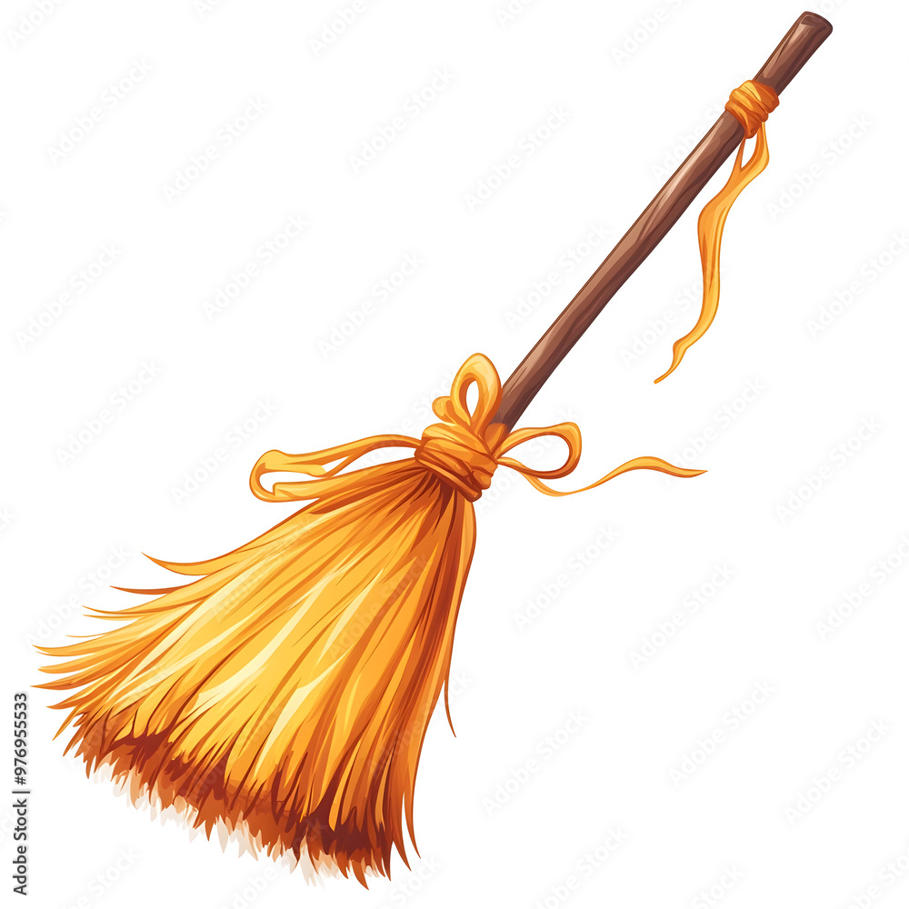Whimsical Broom with Ribbon Bow for Halloween Decor and Whimsical Broom with Ribbon Bow for Halloween Decor and