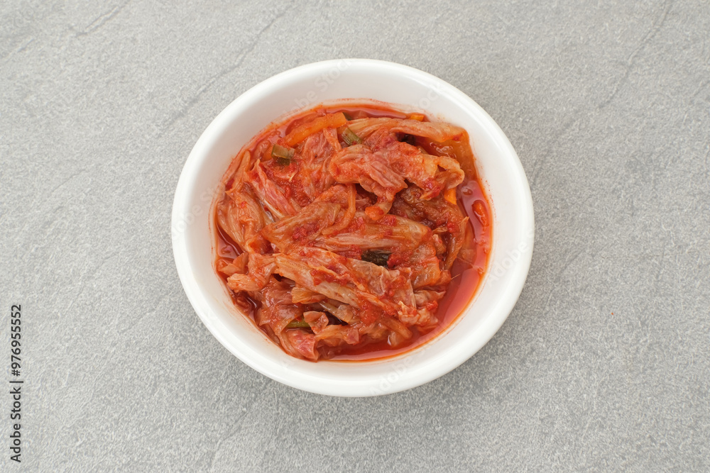 Kimchi or Kimci, a traditional Korean food, pickled fermented vegetables with a spicy seasoning
Kimchi or Kimci, a traditional Korean food, pickled fermented vegetables with a spicy seasoning