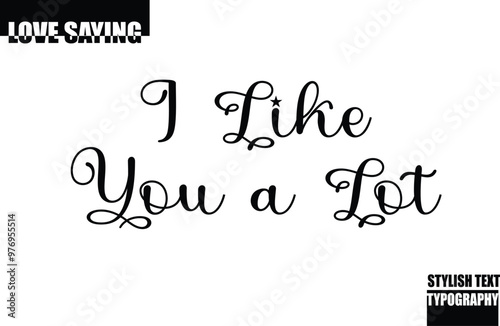Beautiful Premium Typographic Text Love Quote I Like You a Lot