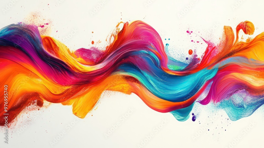 Abstract art meets fluid motion in this splash background featuring colorful brush ribbon strokes and swirling waves Abstract art meets fluid motion in this splash background featuring colorful brush ribbon strokes and swirling waves