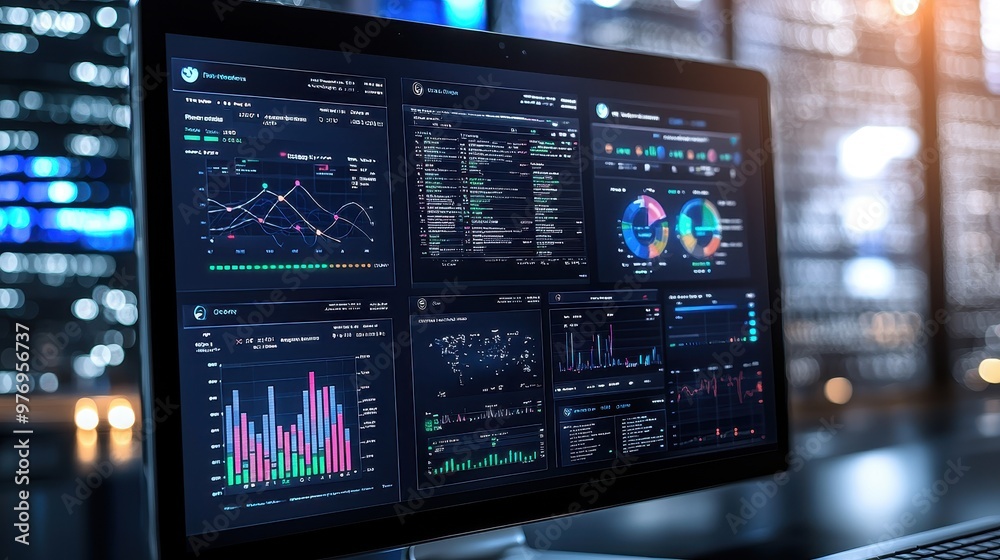 Data Analysis on Computer Monitor with Graphs and Charts