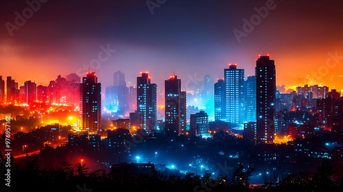 A panoramic view of a citys...