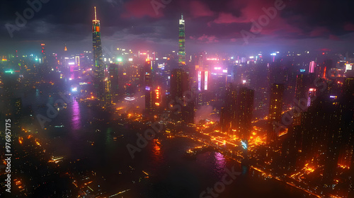 A panoramic view of a citys...