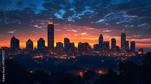 A panoramic view of a citys...