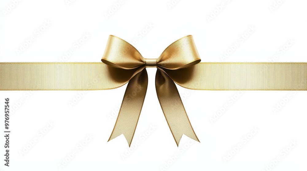Fototapeta premium Gold Ribbon Bow Isolated on White Background