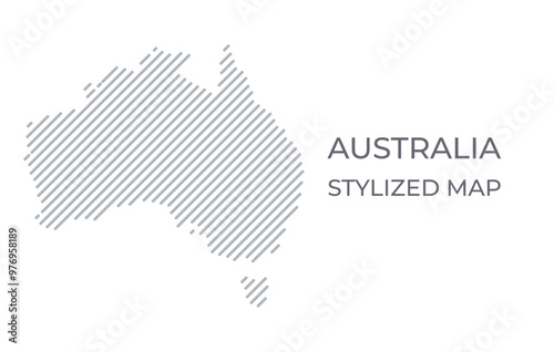 Stylized linear map of Australia in minimalistic style. Vector illustration of the map of the country.