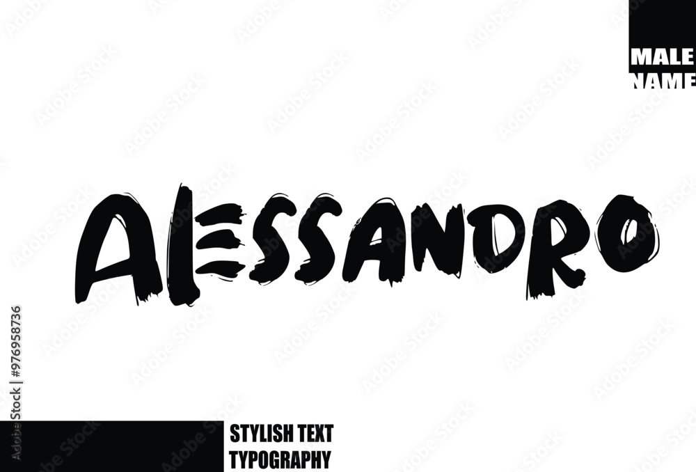 Fototapeta premium Alessandro Baby Boy Name In Bold Grunge And Rough Brush Text Typography