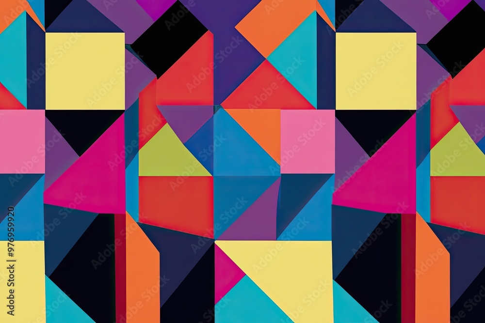 Vibrant Geometric Shapes with a Variety of Hues for a Striking Abstract Backdrop Vibrant Geometric Shapes with a Variety of Hues for a Striking Abstract Backdrop