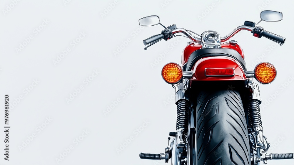 Fototapeta premium Illustrate a classic motorcycle from behind, showcasing intricate details of the tail lights and exhaust pipes in a digital photorealistic art form