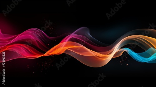 Music wave. Sound waves equalizer in futuristic colors. Frequency audio waveform on black background photo