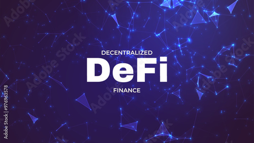 DeFi Decentralized Finance banner for cryptocurrency, blockchain