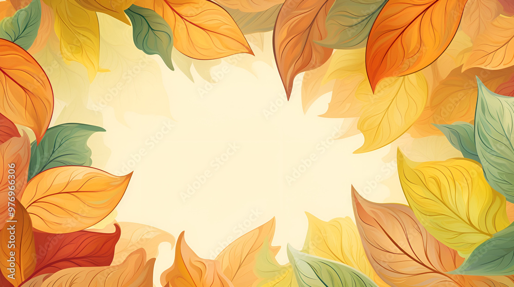 Obraz premium Autumn leaves background with warm colors and copy space for text