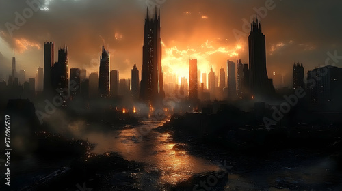 A post-apocalyptic cityscap...