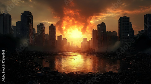 A post-apocalyptic cityscap...