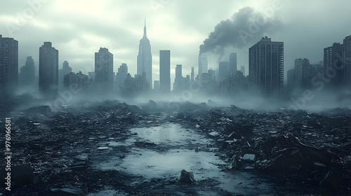 A post-apocalyptic cityscap...