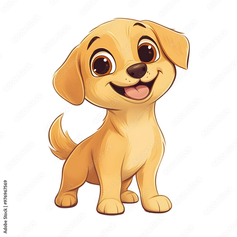 Playful Puppy Portrait with Wagging Tail in Pastel Hues Playful Puppy Portrait with Wagging Tail in Pastel Hues