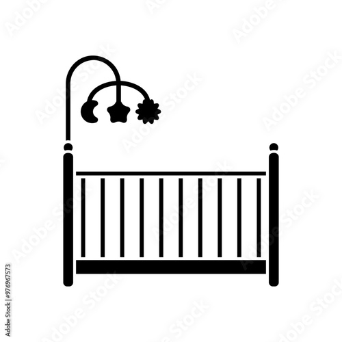 Baby crib icon vector. Cot illustration sign. Crib symbol or logo.