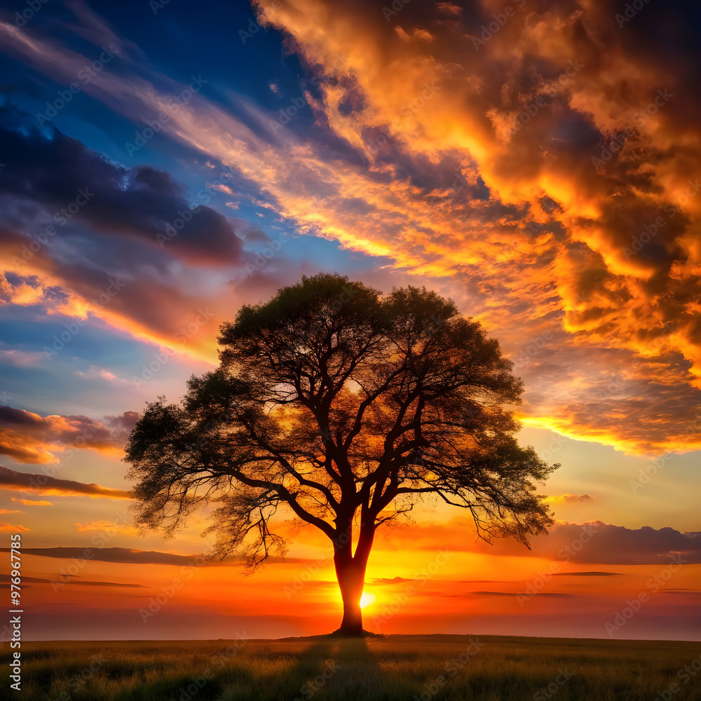 tree in sunset tree in sunset