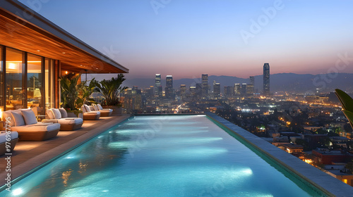 A rooftop infinity pool wit...