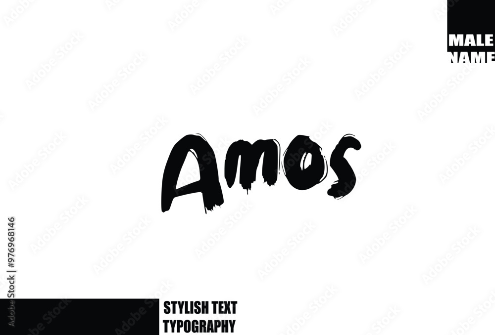 Obraz premium Bold Grunge And Rough Brush Text Typography Of Baby Boy Name Amos